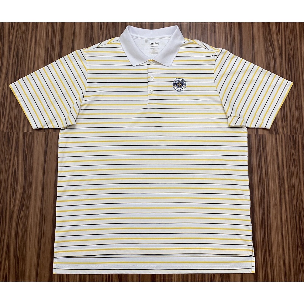 Adidas Climalite Golf Polo Mens Shirt Size XL White Yellow Black Short Sleeve